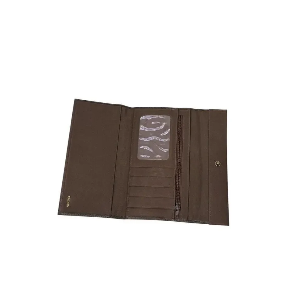 Buxton Dark Brown Large Leather Trifold Wallet Women’s‎